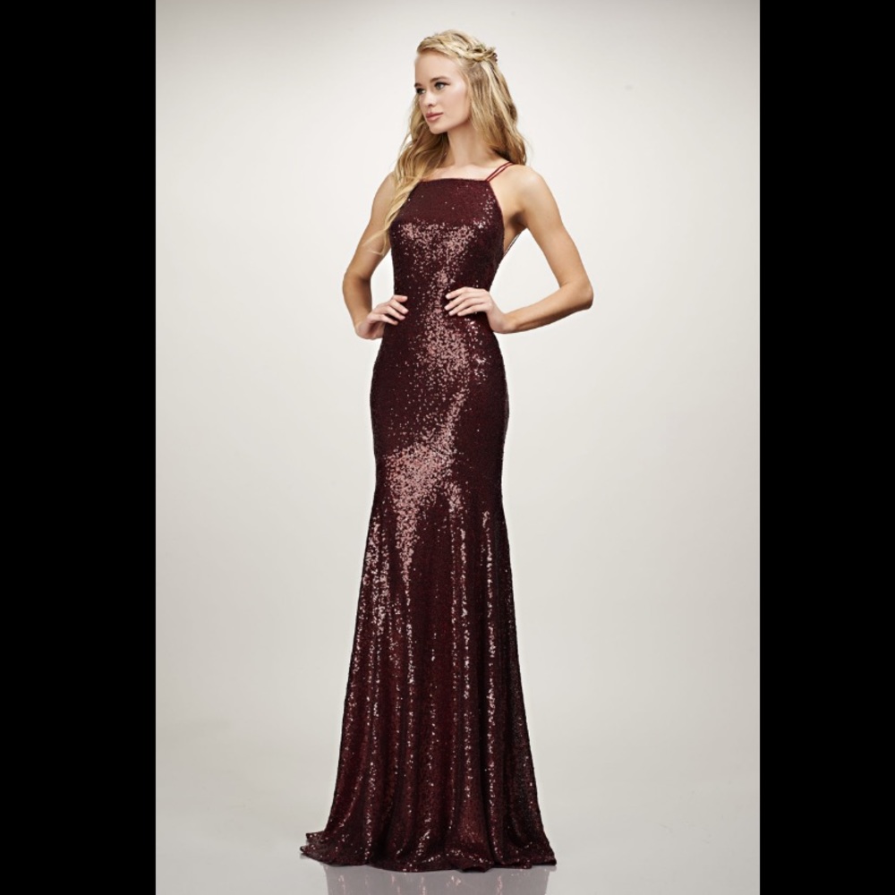 NWT Theia bridesmaids Jessica garnet sequin dress